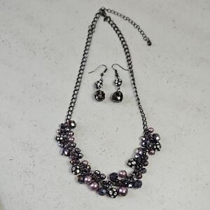 3 For $25 Elegant Purple and Silver Necklace and Earring Set
